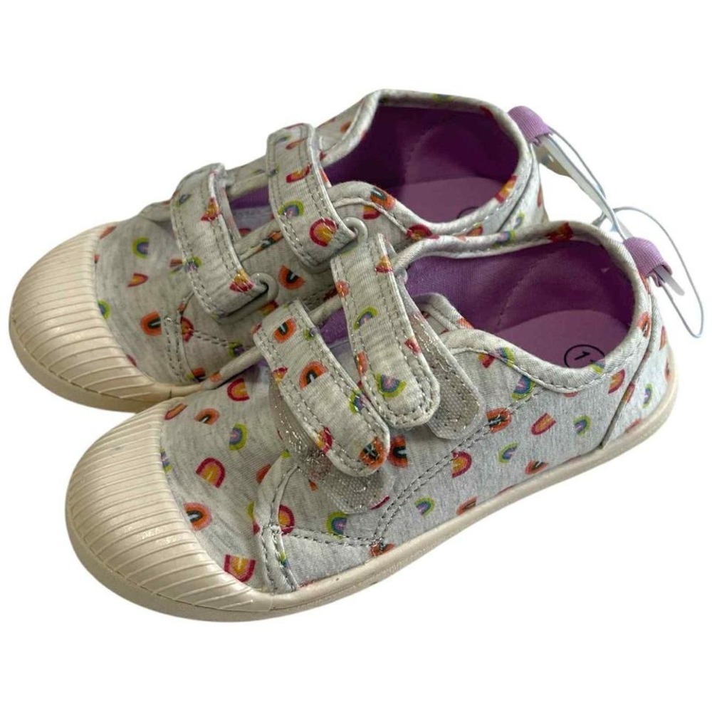 Cat‎ & Jack Parker Shoes Kids Adjustable Hook & Loop Gray Rainbows Size 11